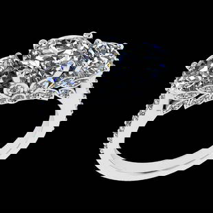3.93 Ctw VS/SI1 Diamond Prong Set 18k white Gold Engagement Ring (ALL DIAMO: Center Daimond Weight :-3.43 Ctw ( 3pc Round Cut) Color : G-H Clarity : VS/SI1 Side Diamond Weight Of Ctw 0.50 Ctw Color : G-H Clarity : VS/SI1 Daimond Setting : Prong Metal Weight : Approx 6.24 gram