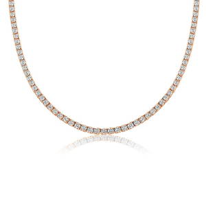 5.74 ctw 14k Rose Gold 17 inch Basket 4 Prong Tennis Necklace (LAB GROWN DI