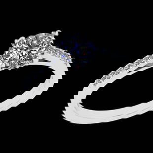 1.06 Ctw VS/SI1 Diamond Prong Set 18k white Gold Engagement Ring (ALL DIAMO: Center Daimond Weight :-0.84 Ctw ( Round Cut) Color : G-H Clarity : VS/SI1 Side Diamond Weight Of Ctw 0.22 Ctw Color : G-H Clarity : VS/SI1 Daimond Setting : Prong Metal Weight : Approx 3.95 gram 18k