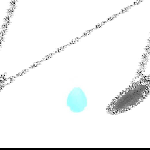 0.89 Ctw VS/SI1 Emerlad and Diamond Prong Set 14K White Gold Necklace (ALL