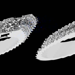 2.90 Ctw VS/SI1 Diamond Prong Set 18k white Gold Engagement Ring (ALL DIAMO: Center Daimond Weight :-1.50 Ctw (Princess Cut) Color : G-H Clarity : VS/SI1 Side Diamond Weight Of Ctw 1.40 Ctw Color : G-H Clarity : VS/SI1 Daimond Setting : Prong Metal Weight : Approx 5.33 gram 18