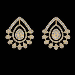 2.84 Ctw VS/SI1 Diamond Prong Set 18k Yellow Gold Stud Earrings (ALL DIAMON