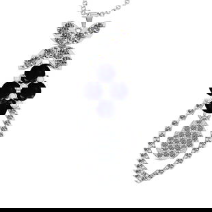 19.90Ctw VS/SI1 Blue Sapphire and Diamond 14K White Gold Necklace(ALL DIAMO: Center Stone Weight :8.00Ctw (Round cut) Color :- Blue Sapphire Center Stone Setting : Prong Side Diamond Weight Of Ctw 11.90 Ctw Color : J-K Clarity : VS/SI1 Stone Setting : Prong Metal Weight :