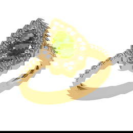 0.94 Ctw VS/SI1 Peridot and Diamond Set 10K Yellow Gold Engagaement Ring (A