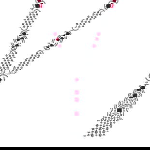 10.25 Ctw VS/SI1 Ruby and Diamond 14k White Gold Necklace ALL DIAMOND ARE L: Center Stone Weight :- 3.57 Ctw ( Square Cut) Color :- Ruby Center Stone Setting : Prong Side Diamond Weight Of Ctw 6.68 Ctw Color : G-H Clarity : VS/SI1 Stone Setting : Prong Metal Weight : Approx 19