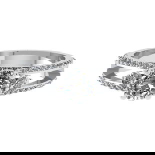 4.91 Ctw SI2/SI1 Diamond Prong Set 14k white Gold Engagement Ring (ALL DIAM: Center Daimond Weight :-1.34 Ctw ( Round & Pear Cut) Color : G-H Clarity : SI2/SI1 Side Diamond Weight Of Ctw 0.33 Ctw Color : G-H Clarity : SI2/SI1 Daimond Setting : Prong Metal Weight : Approx 2.43