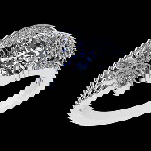 3.48 Ctw VS/SI1 Diamond Prong Set 18k white Gold Engagement Ring (ALL DIAMO: Center Daimond Weight :-2.50 Ctw ( Oval Cut) Color : G-H Clarity : VS/SI1 Side Diamond Weight Of Ctw 0.98 Ctw Color : G-H Clarity : VS/SI1 Daimond Setting : Prong Metal Weight : Approx 8.21 gram 18k W