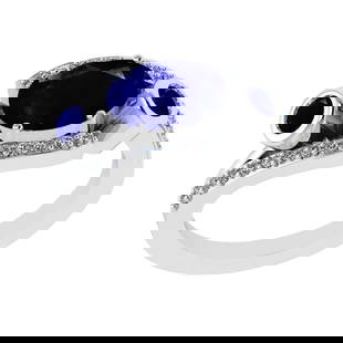 2.94 Ctw VS/SI1 Blue Sapphire and Diamond 14k white Gold Engagement Ring (A: Center Stone Weight :-2.70 Ctw ( Oval & Round Cut) Center Stone Color :-Blue Sapphire Center Stone Setting : Prong Side Diamond Weight Of Ctw 0.22 Ctw Color : G-H Clarity : VS/SI1 Daimond Setting : Pr