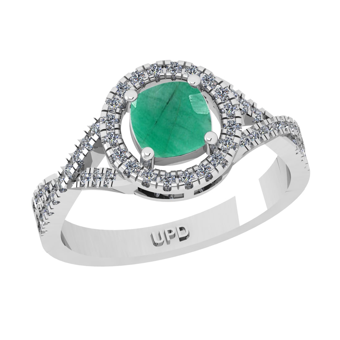 1.65 Ctw VS/SI1 Emerald and Diamond 14k white Gold Engagement Ring (ALL DIA: Center Stone Weight :-1.25 Ctw ( Cushion Cut) Center Stone Color :-Emerald Center Stone Setting : Prong Side Diamond Weight Of Ctw :- 0.40 Ctw Color : J-K Clarity : VS/SI1 Daimond Setting : Prong Meta