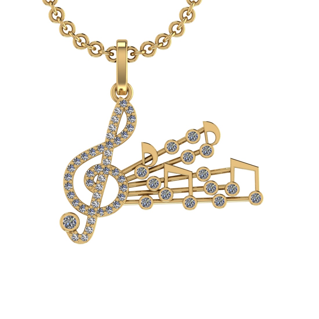0.57 Ctw SI2/SI1 Diamond 14k Yellow Gold musical instruments theme Pendant: Total Diamond Weight :-0.57 Ctw (Round cut) Color :- G-H Clarity : SI2/SI1 Setting : Prong Metal Weight : Approx 3.40 gram 14k Yellow Gold musical instruments theme Pendant (ALL DIAMOND ARE LAB GROWN)