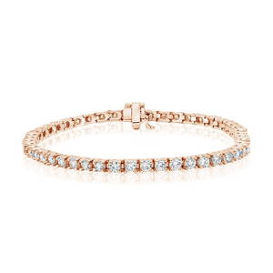 2.58 ctw 14k Rose Gold 7 inch Basket 4 Prong Tennis Bracelet (LAB GROWN DIA