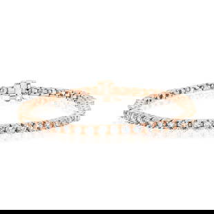 10.2 ctw 14k Rose Gold 7 inch Basket 4 Prong Tennis Bracelet (LAB GROWN DIA: Shape: Round ;Metal Type: 14k Rose Gold ;Style: 7 inch Basket 4 Prong ;Color: F-G ;Clarity: SI (ALL DIAMOND ARE LAB GROWN ) ;Total Carat Weight: 10.2 #3SS98796v14