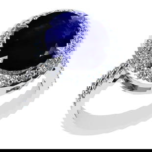 5.55 Ctw VS/SI1 Blue Sapphire And Diamond 14K White Gold Engagement Ring: Center Stone Weight : 5.10 Ctw ( Oval Cut ) Center Stone Color : Blue Sapphire Stone Setting : Prong Side Diamond Weight Of Ctw0.45 Ctw Side Stone Color : G-H Stone Clarity : VS/SI1 Stone Setting :