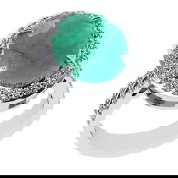 5.55 Ctw VS/SI1 Emerald And Diamond 14K White Gold Engagement Ring