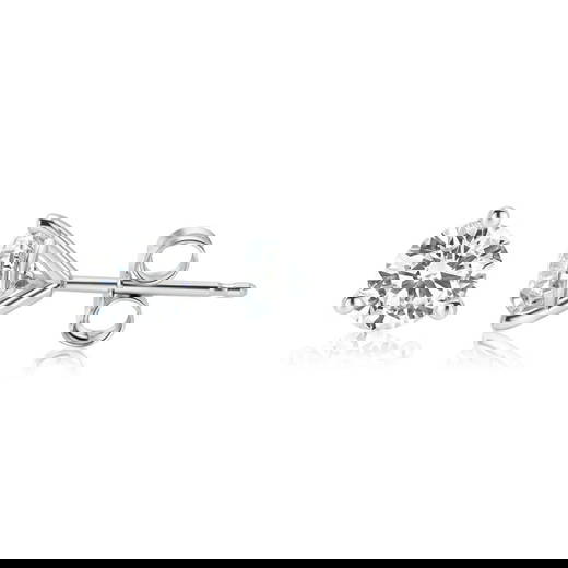 1.59 ctw 14K White Gold 4 Prong Basket Pushback Round Stud (LAB-GROWN)