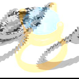 3.25 Ctw VS/SI1 Blue Topaz And Diamond 14K Yellow Gold Engagement Ring( ALL