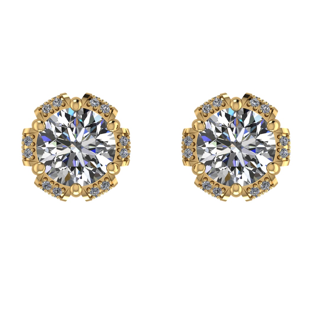 4.42 Ctw VS/SI1 Diamond 14k Yellow Gold Stud Earrings: Center Daimond Weight :-4.00 Ctw ( Round Cut) Color : G-H Clarity : VS/SI1 Side Diamond Weight Of Ctw 0.42 Ctw Color : G-H Clarity : VS/SI1 Daimond Setting : Prong Metal Weight : Approx 3.60 gram 14k