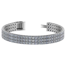 16.20 Ctw VS/SI1 Diamond Prong Set 14k white Gold Bracelet