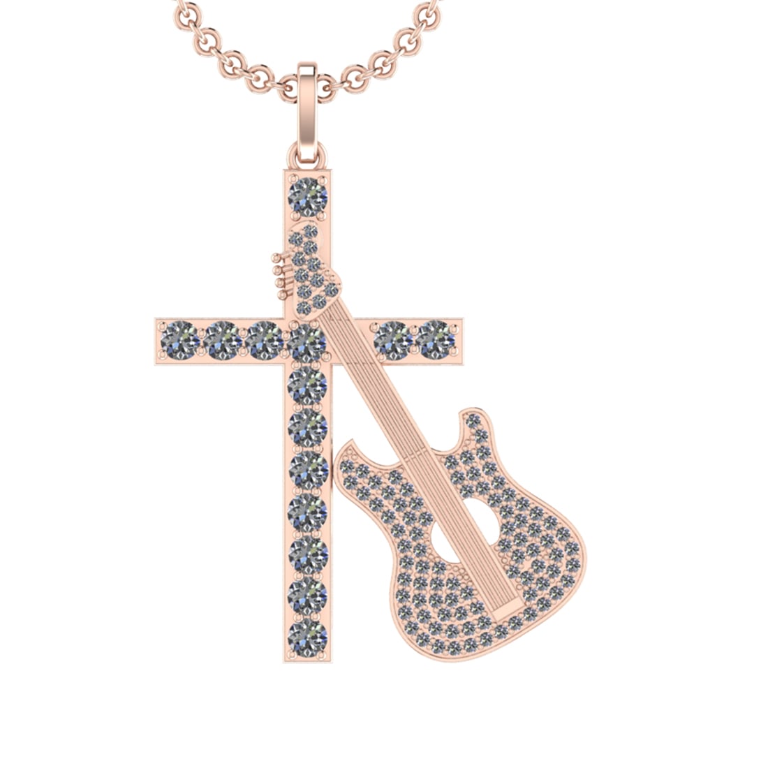 2.37 Ctw SI2/SI1 Diamond 14k Rose Gold musical instruments theme Pendant (A: Total Diamond Weight :-2.37 Ctw (Round cut) Color :- G-H Clarity : SI2/SI1 Setting : Prong Metal Weight : Approx 6.10gram 14k Rose Gold musical instruments theme Pendant (ALL DIAMOND ARE LAB GROWN) #3