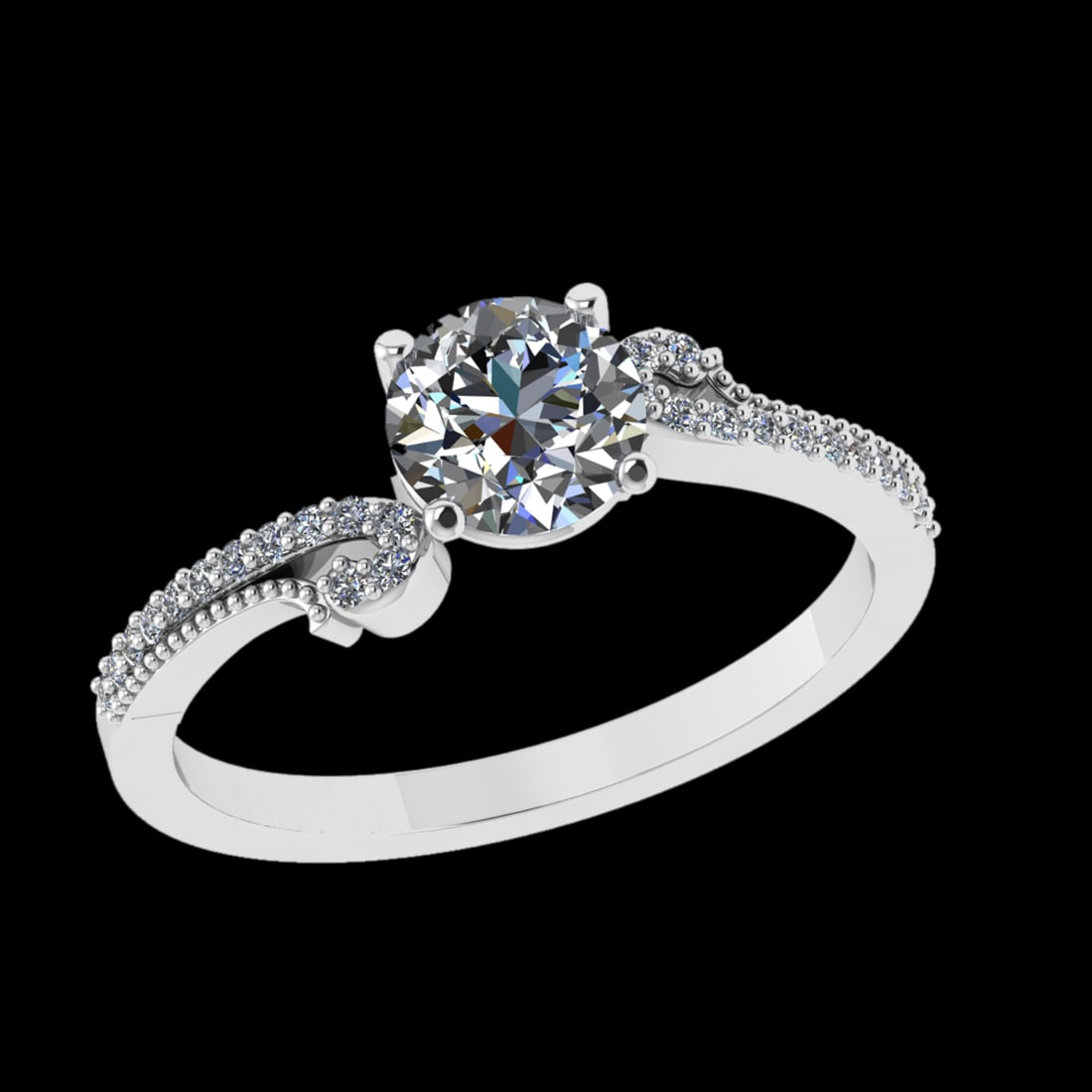 1.02 Ctw VS/SI1 Diamond Prong Set 18k white Gold Engagement Ring (ALL DIAMO: Center Daimond Weight :-0.84 Ctw (Round Cut) Color : G-H Clarity : VS/SI1 Side Diamond Weight Of Ctw 0.18 Ctw Color : G-H Clarity : VS/SI1 Daimond Setting : Prong Metal Weight : Approx 4.86 gram 18k W