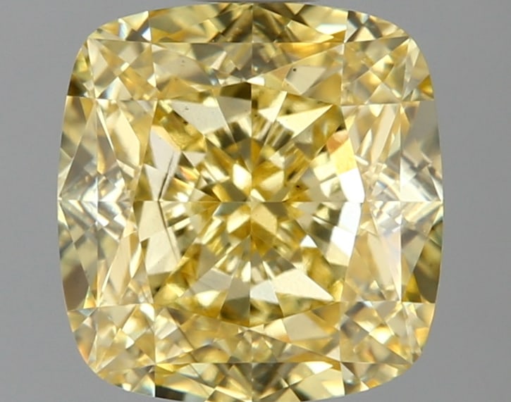 2.11 ctw. VS2 IGI Certified Cushion Q Cut Loose Diamond (LAB GROWN): IGI Certified Cusq Cut Loose Diamond (LAB GROWN) - Weight :- 2.11 ctw; Color :- Fancy Vivid Yellow; Clarity :-VS2 #3SS24083v15