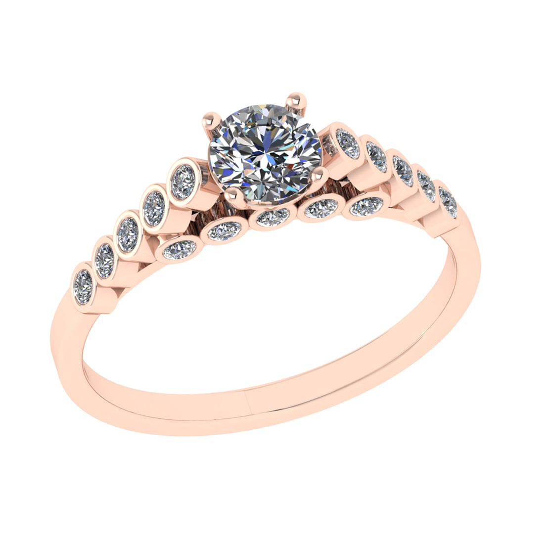 0.80 Ctw SI2/SI1 Diamond 14k Rose Gold Engagement Ring (ALL DIAMOND ARE LAB (1 of 3)