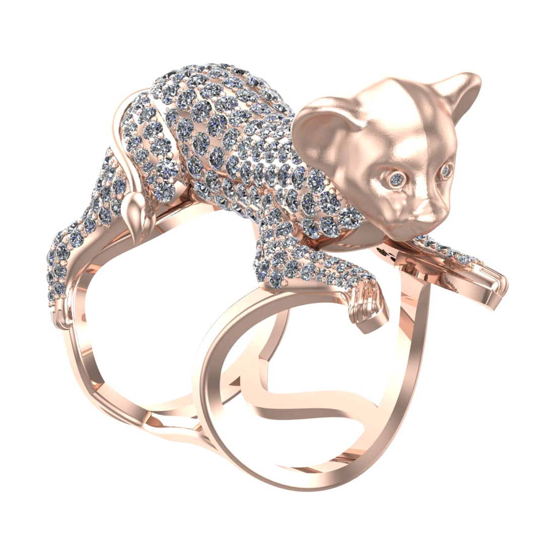 6.31 Ctw SI2/SI1 Diamond Prong Set 14k Rose Gold Creature animal theme Ring (1 of 3)