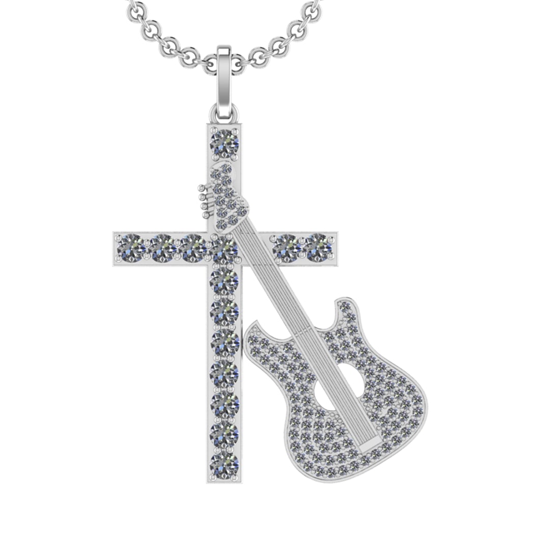 2.37 Ctw SI2/SI1 Diamond 14k White Gold musical instruments theme Pendant (: Total Diamond Weight :-2.37 Ctw (Round cut) Color :- G-H Clarity : SI2/SI1 Setting : Prong Metal Weight : Approx 6.10gram 14k White Gold musical instruments theme Pendant (ALL DIAMOND ARE LAB GROWN) #