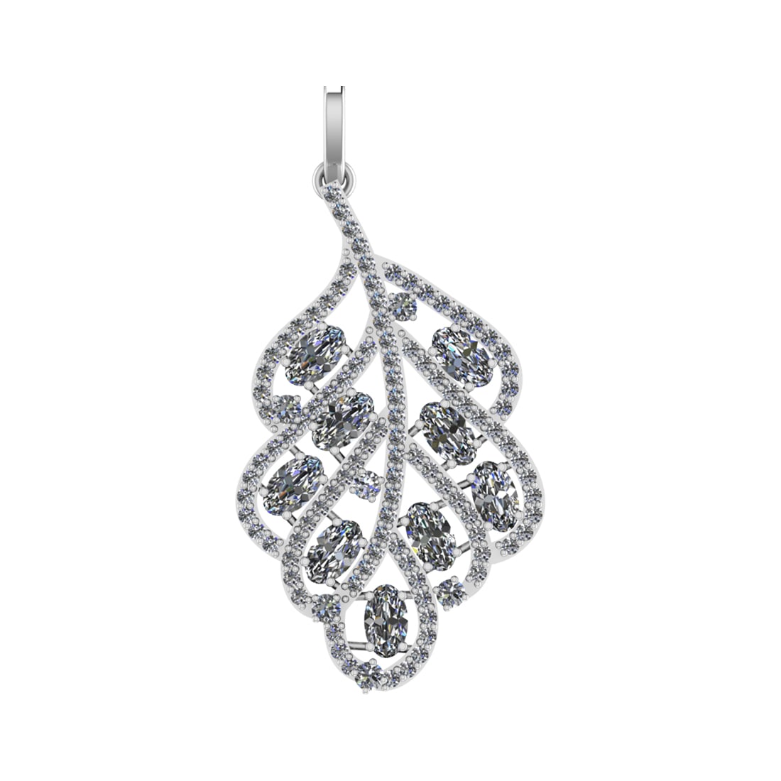 2.91 Ctw SI2/SI1 Emerald and Diamond 14k white Gold Pendant (ALL DIAMOND AR: Center Stone Weight :-1.89 Ctw ( Oval Cut) Center Stone Color :-Emerald Center Stone Setting : Prong Side Diamond Weight Of Ctw 1.02 Ctw Color : G-H Clarity : SI2/SI1 Stone Setting : Prong Metal