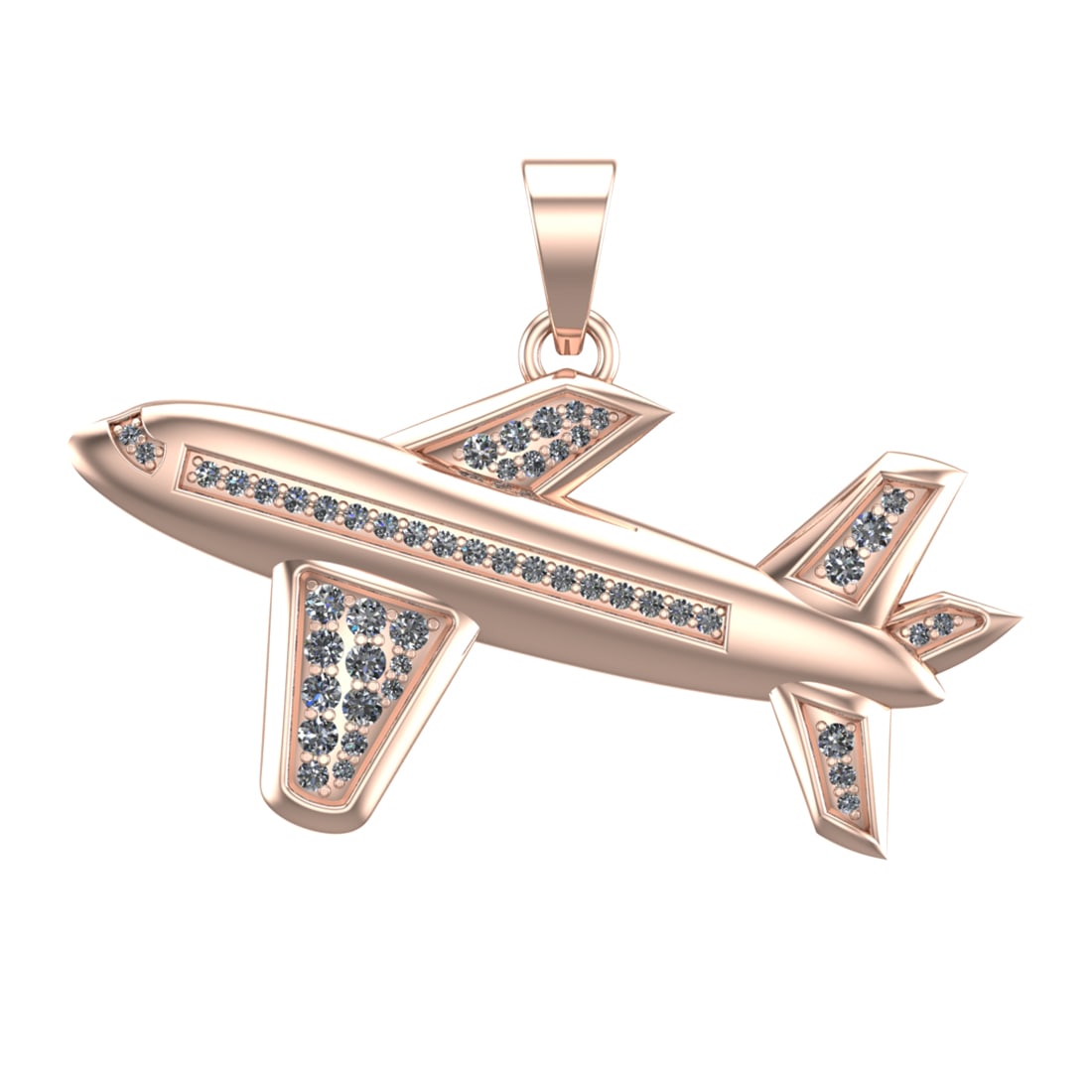 0.98 Ctw SI1/SI2 Diamond Prong Set 14k Rose Gold AirPlane Theme Pendant (AL (1 of 2)