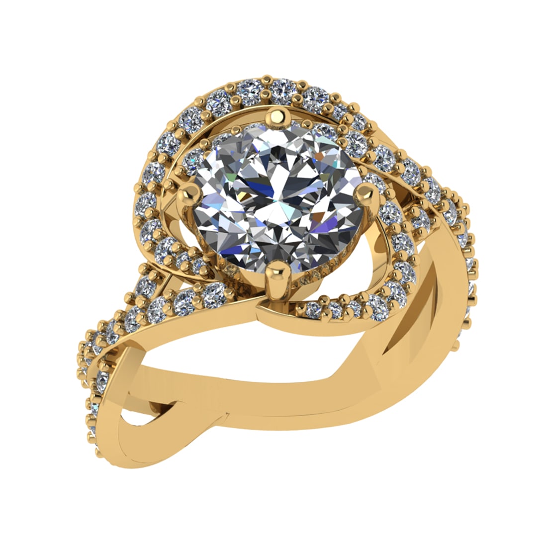 3.93 Ctw SI2/SI1 Diamond 14k Yellow Gold Engagement Ring (ALL DIAMOND ARE L (1 of 3)