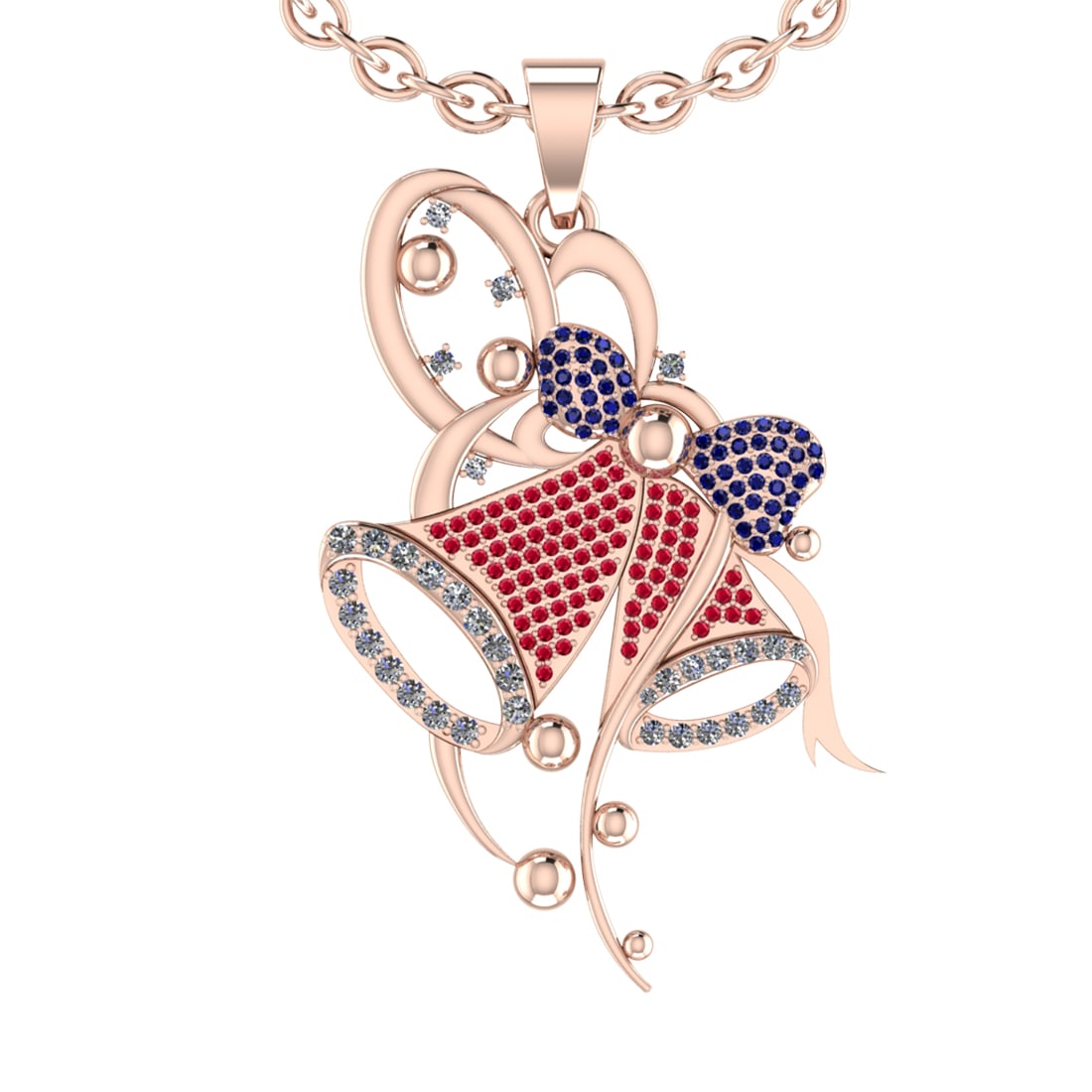 1.28 Ctw VS/SI1 Ruby,Blue Sapphire And Diamond 14K Rose Gold Necklace (ALL: Center Stone Weight : 0.71 Ctw ( Round Cut ) Center Stone Color :Ruby,Blue Sapphire Stone Setting : Prong Side Diamond Weight Of Ctw 0.57 Ctw Side Stone Color : J-K Stone Clarity :VS/SI1 Stone Setting