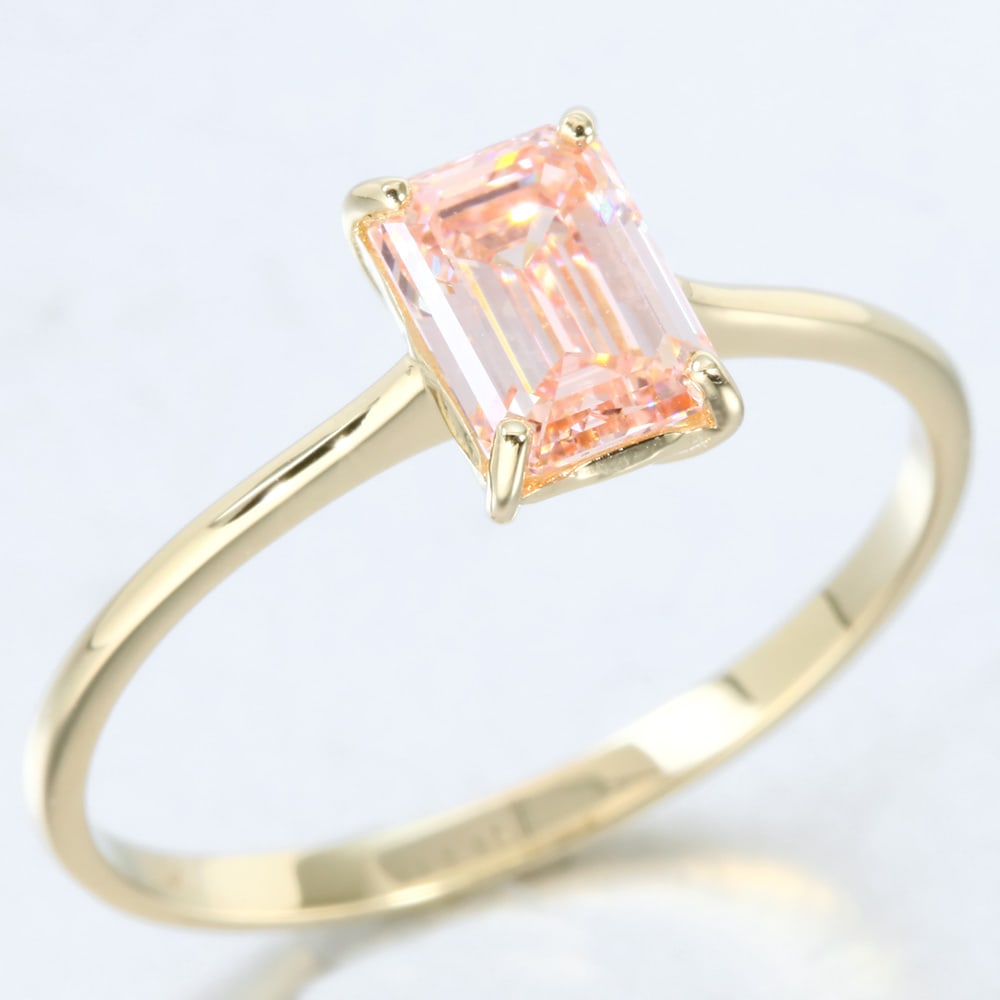 1.01 CT LAB GROWN ( IGI Certified )PINK DIAMOND 14K SOLID YELLOW GOLD RING (1 of 2)
