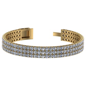 16.20 Ctw VS/SI1 Diamond Prong Set 14k Yellow Gold Bracelet