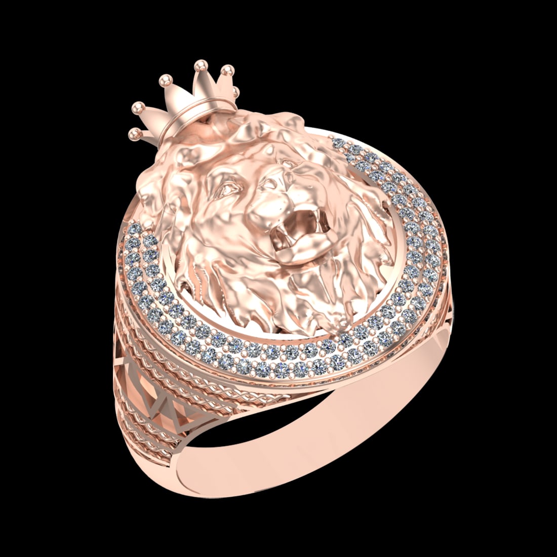 0.38 CtwVS/SI1 Diamond 14K Rose Gold Leo zodiac sign theme Ring (1 of 2)