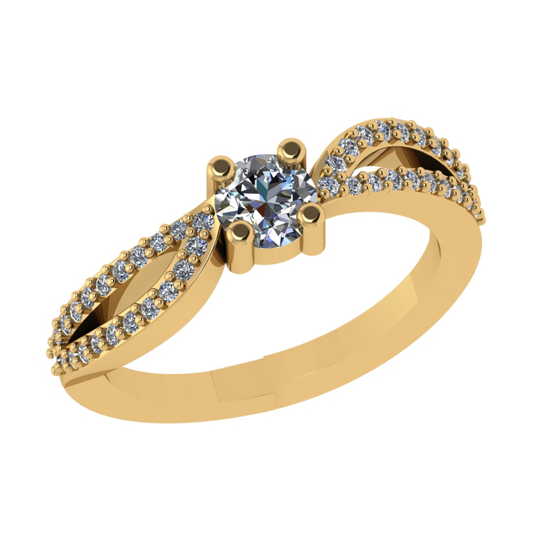0.73 Ctw SI1/SI2 Diamond 14k Yellow Gold Engagement Ring (ALL DIAMOND ARE L (1 of 2)