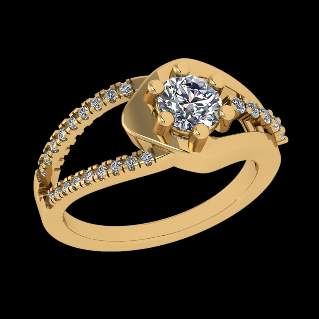 3.21 Ctw SI1/SI2 Diamond 10k Yellow Gold Engagement Ring (ALL DIAMOND ARE L (1 of 2)