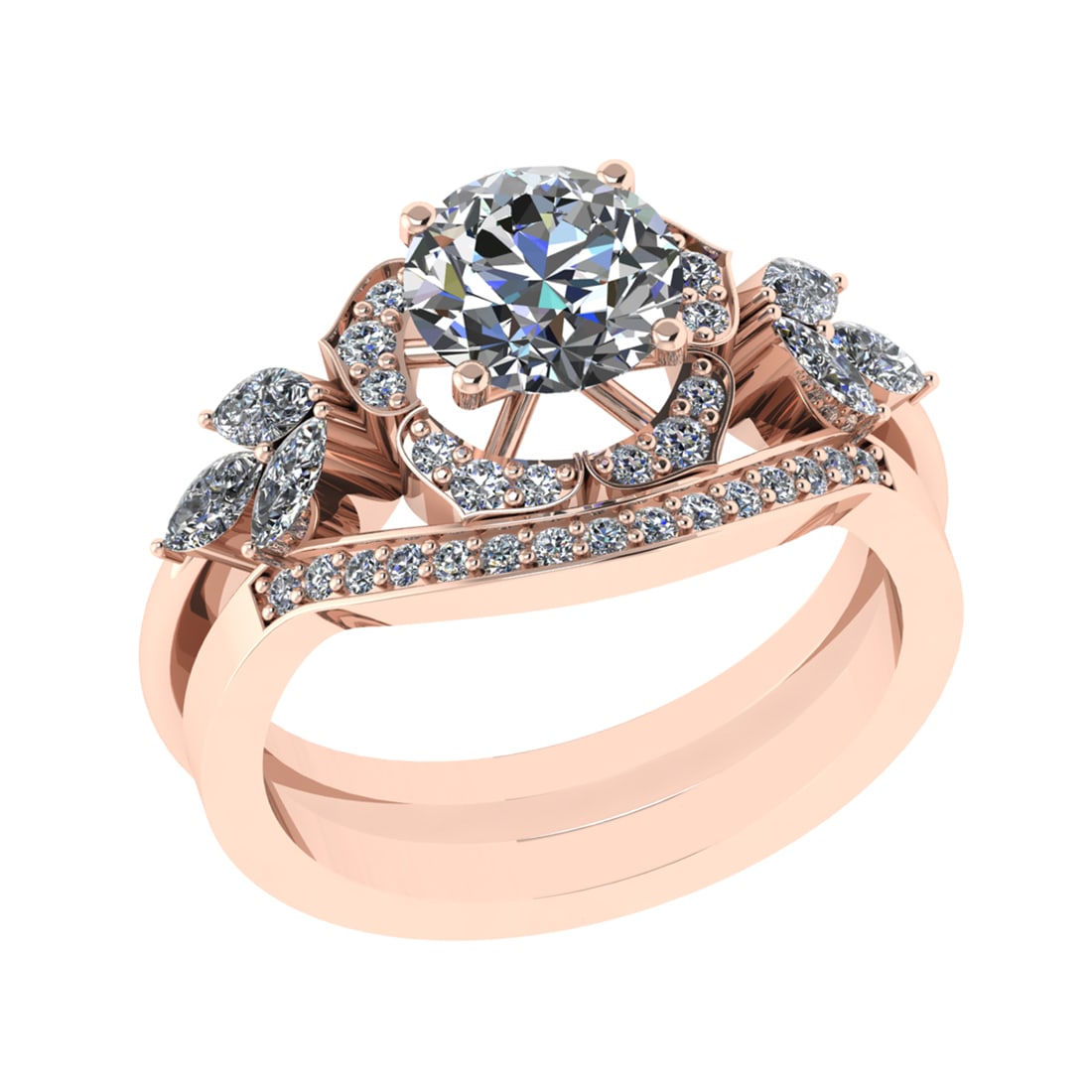 2.17 Ctw SI1/SI2 Diamond 14k Rose Gold Engagement Ring (ALL DIAMOND ARE LAB: Center Daimond Weight :-1.30 Ctw ( Round Cut) Color : G-H Clarity : SI1/SI2 Side Diamond Weight Of Ctw 0.87 Ctw Color : G-H Clarity : SI1/SI2 Daimond Setting : Prong Metal Weight : Approx 5.25 gram 14