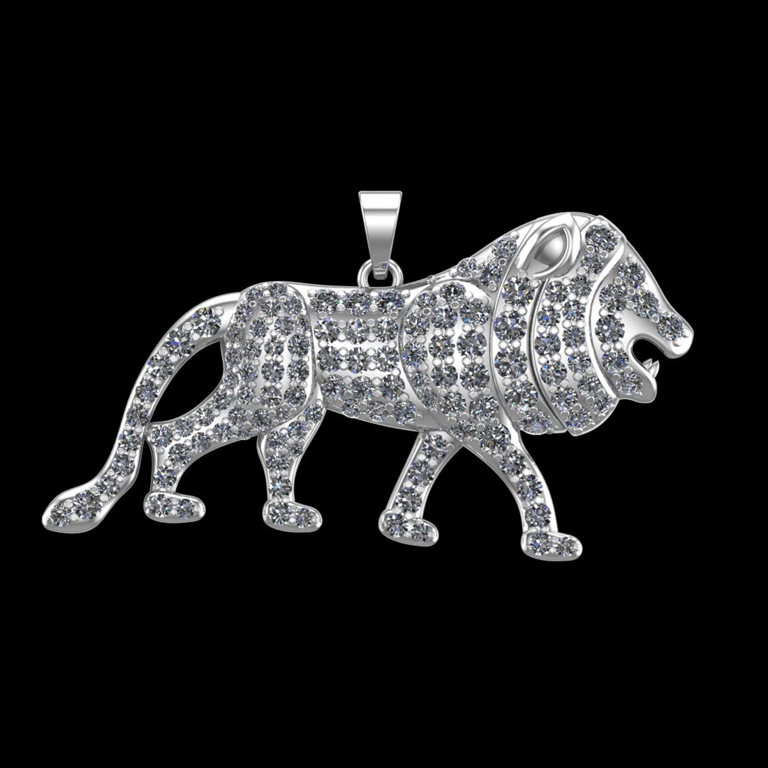 1.49 Ctw SI1/SI2Diamond Prong Set 10k white Gold Lion Theme Pendant (ALL DI (1 of 1)
