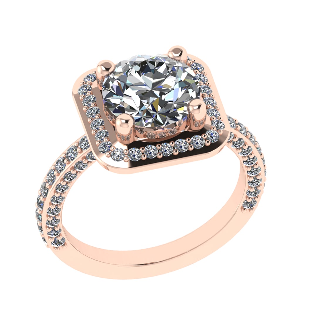 3.10 Ctw SI1/SI2 Diamond 14k Rose Gold Engagement Ring (ALL DIAMOND ARE LAB (1 of 1)