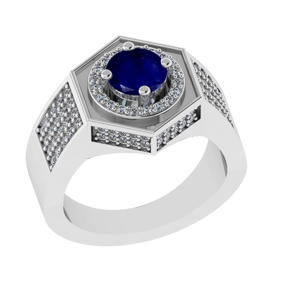 1.42 Ctw VS/SI1 Blue Sapphire and Diamond 14K White Gold Engagement Ring (A: Center stone Weight :-1.00 Ctw ( Round Cut) Center Stone Color :- Blue Sapphire Center Stone Setting : Prong Side Diamond Weight Of Ctw 0.42 Ctw Color : G-H Clarity : VS/SI1 Stone Setting : Prong Meta