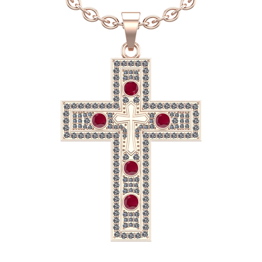 1.96 Ctw VS/SI1 Ruby and Diamond 14k Rose Gold Pandant Necklace (ALL DIAMON (1 of 1)
