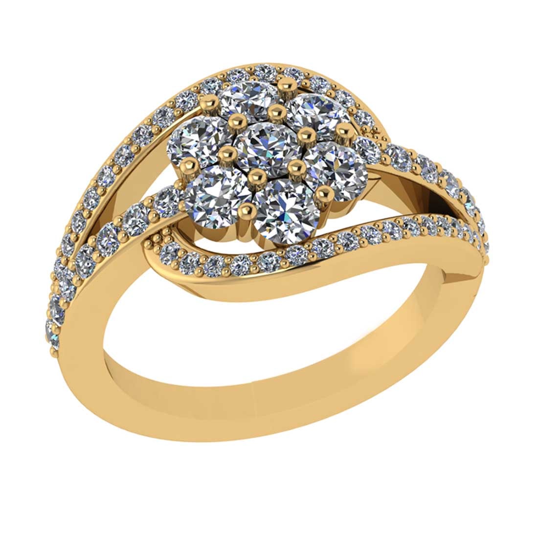 1.50 Ctw VS/SI1 Diamond 14K Yellow Gold Cluster Engagement Ring (1 of 2)
