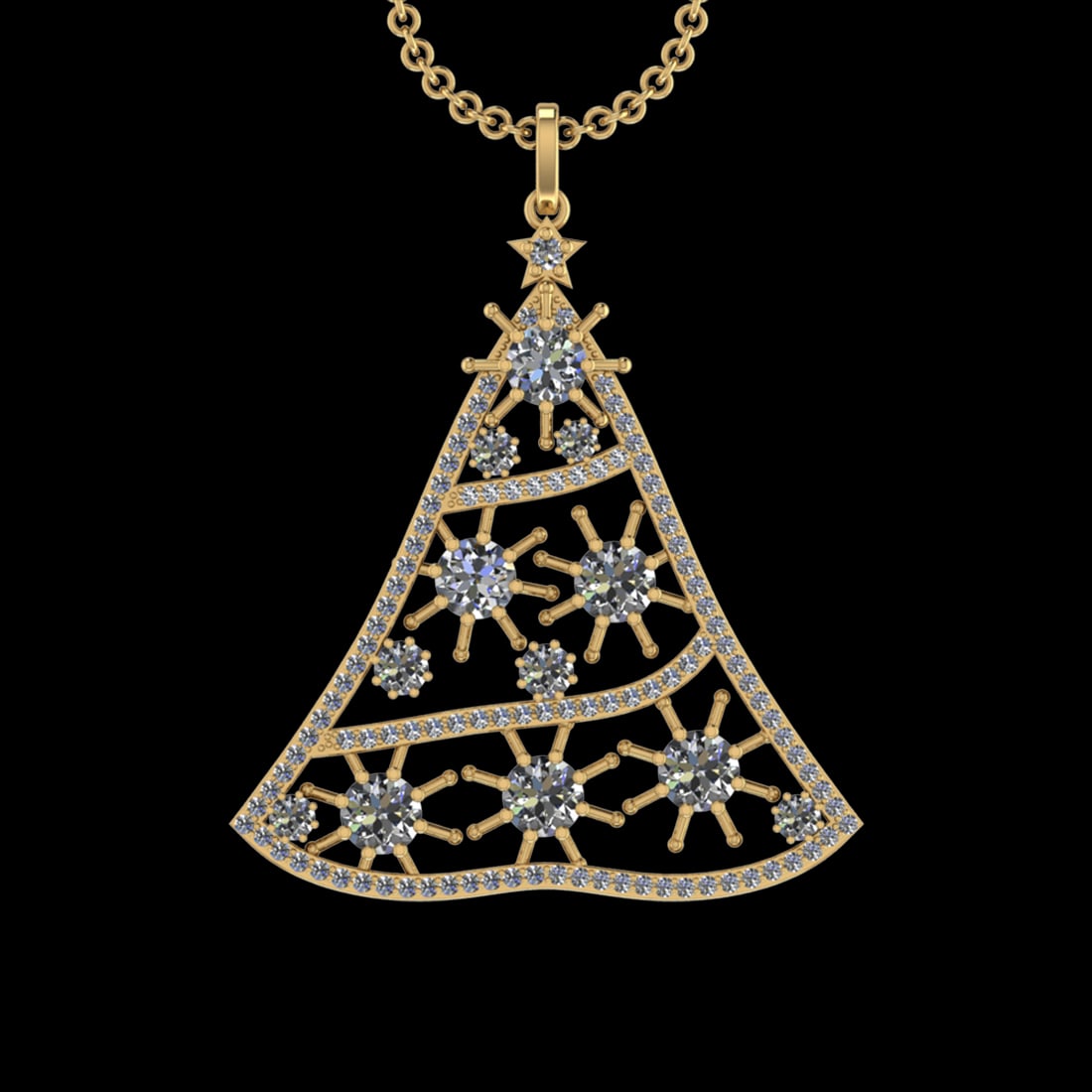 7.66 Ctw VS/SI1 Diamond 10k Yellow Gold Christmas Theme Pandant (ALL DIAMON (1 of 1)