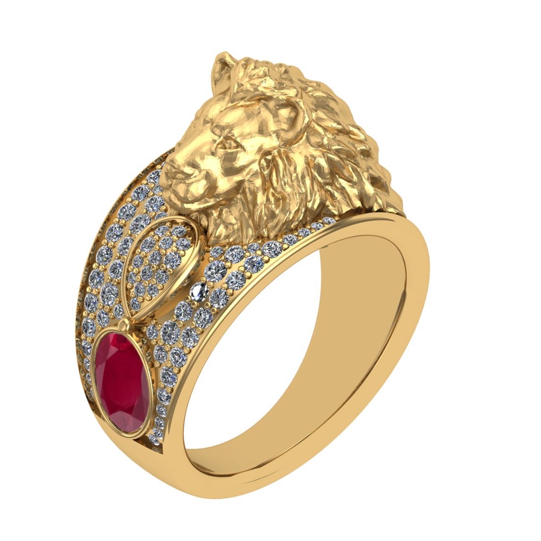 1.57 Ctw VS/SI1 Ruby and Diamond 14K Yellow Gold Engagement Ring (ALL DIAMO (1 of 2)