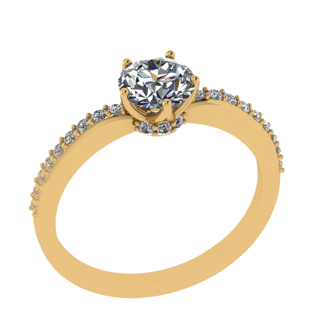 1.10 Ctw SI1/SI2 Diamond 14k Yellow Gold Engagement Ring (ALL DIAMOND ARE L (1 of 2)