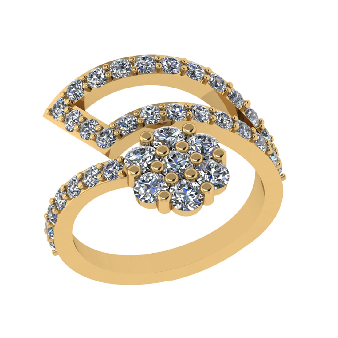 1.82 Ctw SI2/SI1 Diamond Prong Set 14k Yellow Gold Engagement Ring (ALL DIA (1 of 2)