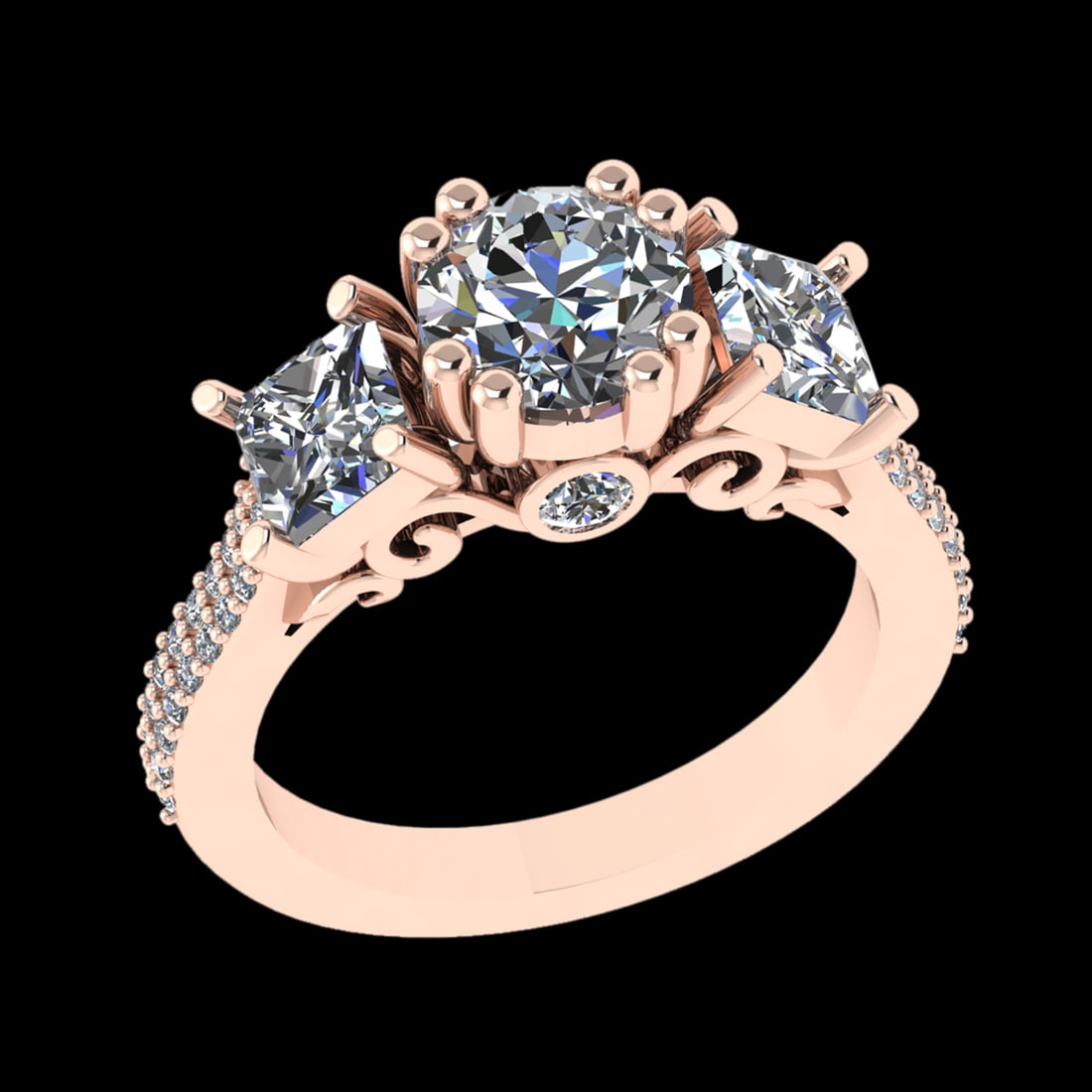 3.10 Ctw VS/SI1 Diamond Prong Set 18K Rose Gold Necklace (ALL DIAMOND ARE L: Center Diamond Weight :-2.75 Ctw ( Round & Princess Cut) Color :- G-H Clarity : VS/SI1 Center Stone Setting : Prong Side Diamond Weight Of Ctw 0.35 Ctw Color : G-H Clarity : VS/SI1 Stone Setting : Pro