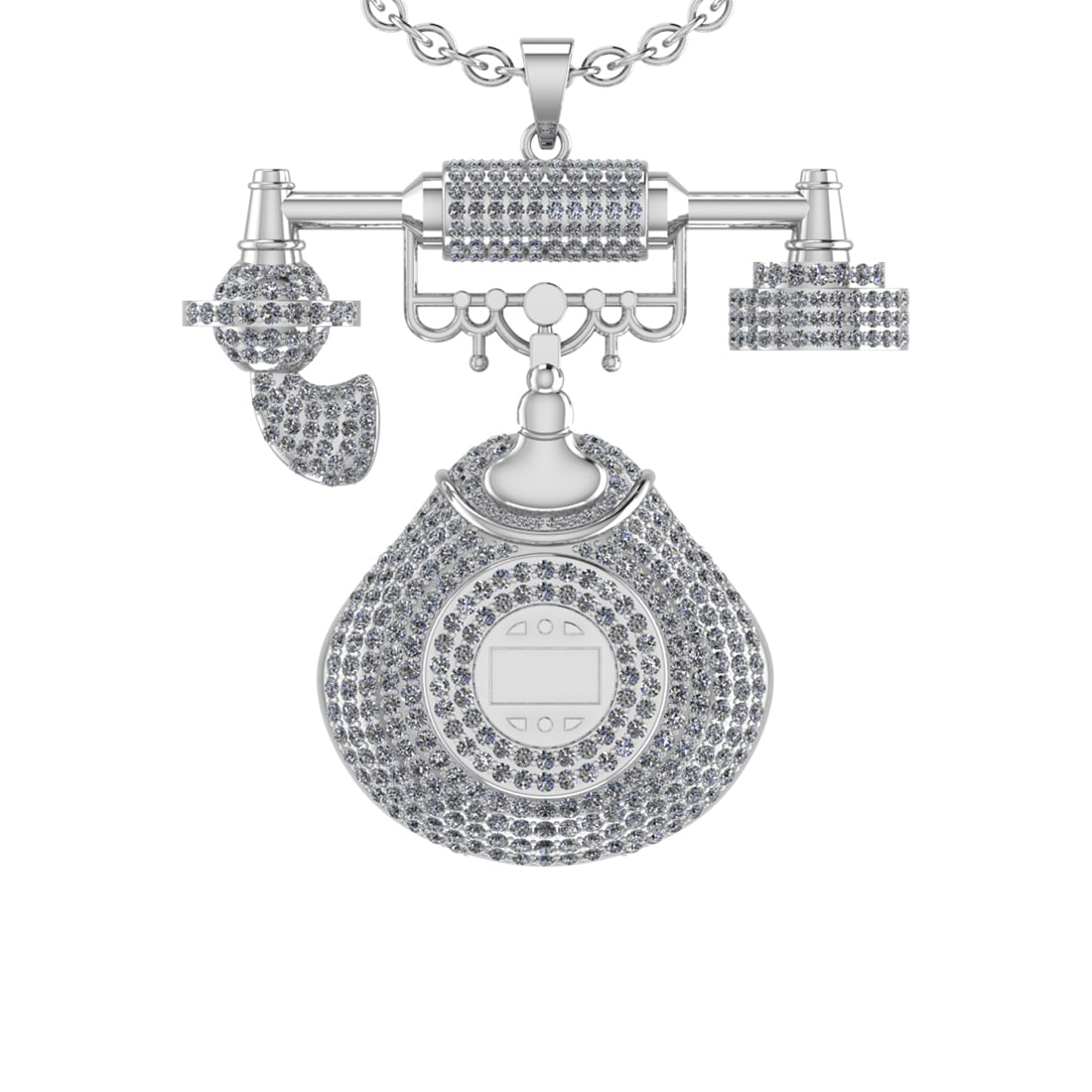 11.99 Ctw VS/SI1 Diamond 14K White Gold Hip Hop theme Pendant Necklace (1 of 1)