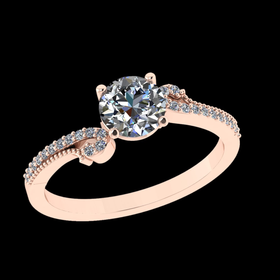 1.02 Ctw VS/SI1 Diamond Prong Set 18k Rose Gold Engagement Ring (ALL DIAMON: Center Daimond Weight :-0.84 Ctw (Round Cut) Color : G-H Clarity : VS/SI1 Side Diamond Weight Of Ctw 0.18 Ctw Color : G-H Clarity : VS/SI1 Daimond Setting : Prong Metal Weight : Approx 4.86 gram 18k R